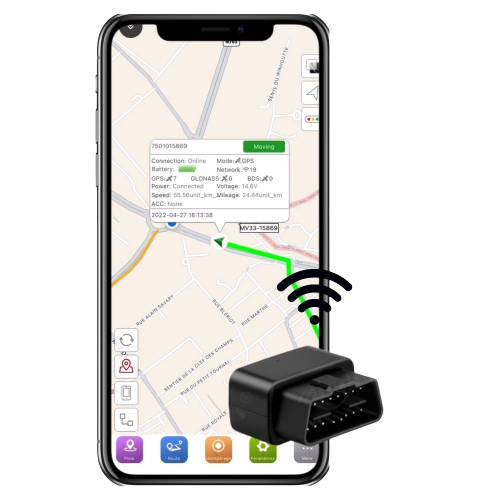 Tracker GPS pour voiture avec branchement sur prise OBD voiture 